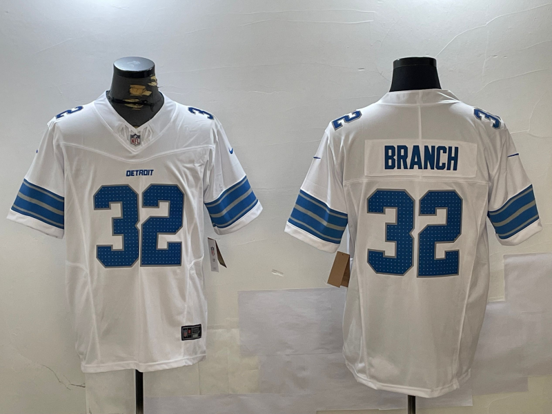 Men's Detroit Lions Brian Branch #32 White Jersey